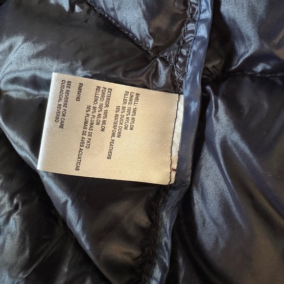 Calvin Klein XXL Packable Down Puffer Jacket Detachable Hood Navy Blue - Picture 3 of 6